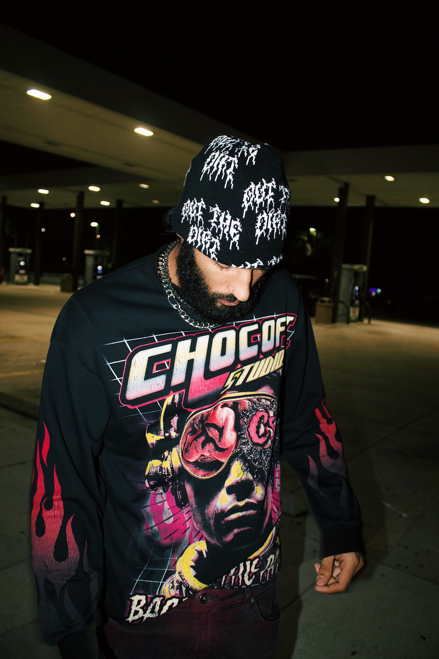 Out The Dirt - Allover Logo Beanie In Black