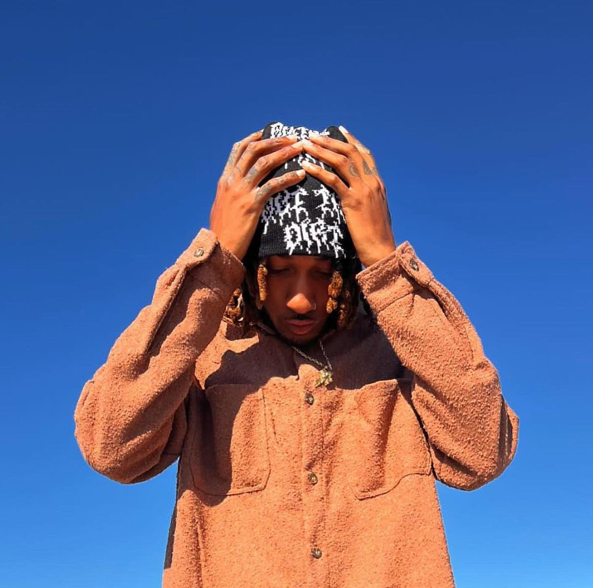 Out The Dirt - Allover Logo Beanie In Black