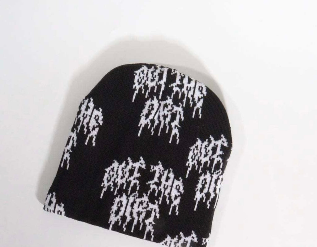 Out The Dirt - Allover Logo Beanie In Black