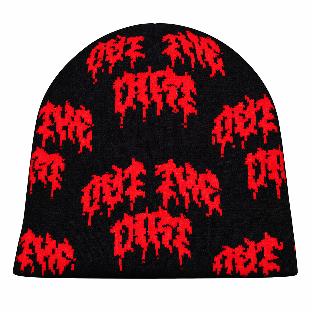 “Out The Dirt” Allover Logo Beanie (BLOOD DIAMOND EDITION)