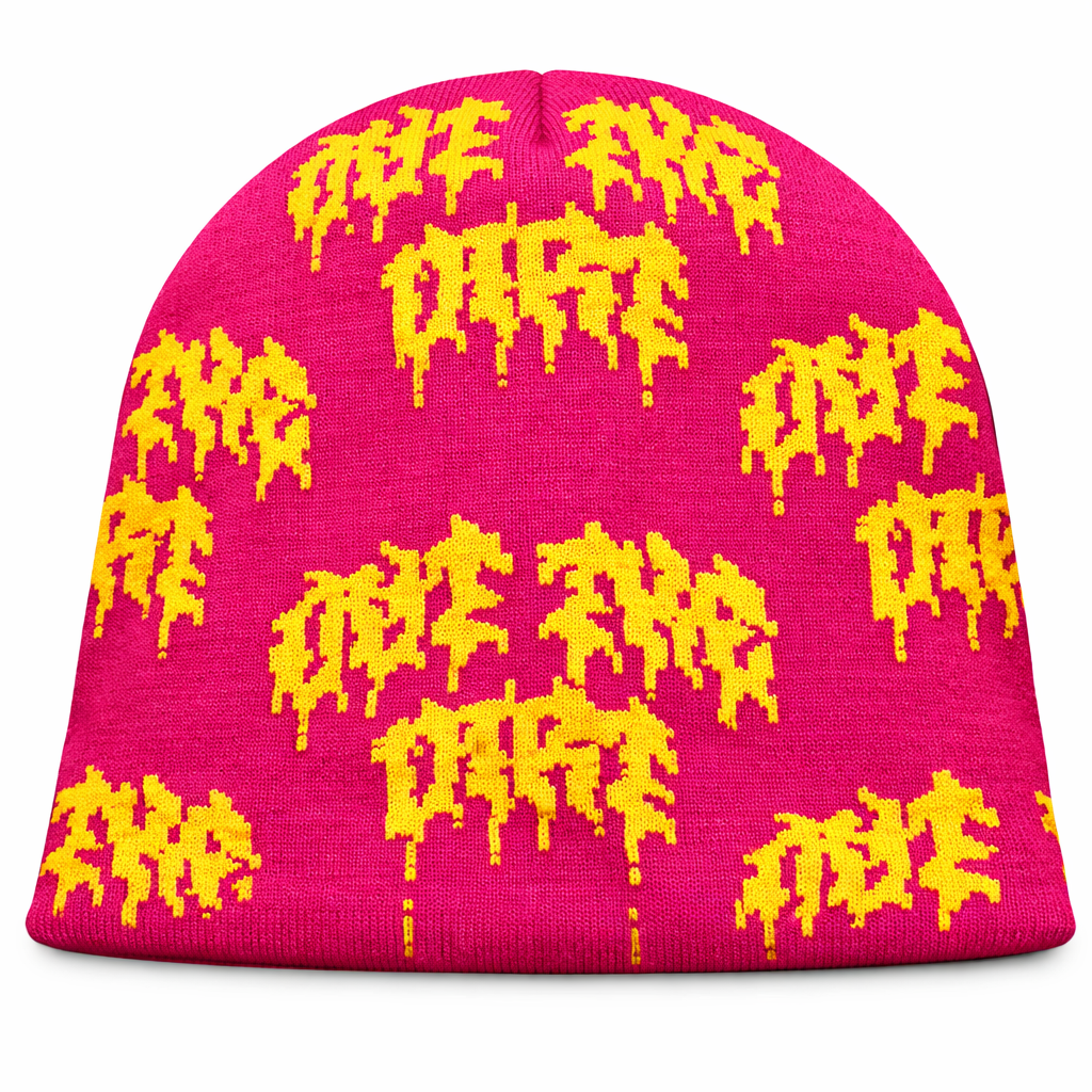 “Out The Dirt” Allover Logo Beanie (PINK HAZARD EDITION)